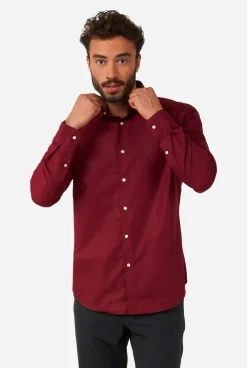 Heren OppoSuits Casual Overhemden|Effen Gekleurde Overhemden|Blazing Burgundy