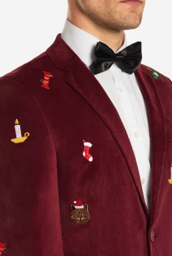 Heren OppoSuits Deluxe Blazers|Kerst Blazers|Christmas - X-Mas Icons - Deep Burgundy