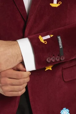 Heren OppoSuits Deluxe Blazers|Kerst Blazers|Christmas - X-Mas Icons - Deep Burgundy