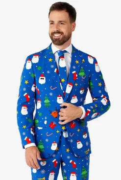 Heren OppoSuits Kerstpakken|Festivity Blue