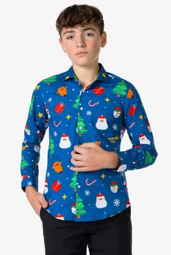 OppoSuits Casual Overhemden|Kerst Overhemden|Festivity Blue