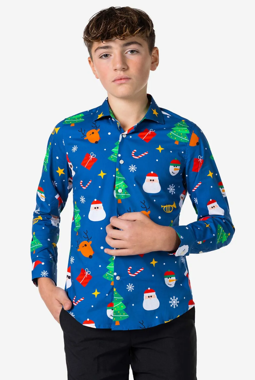 OppoSuits Casual Overhemden|Kerst Overhemden|Festivity Blue