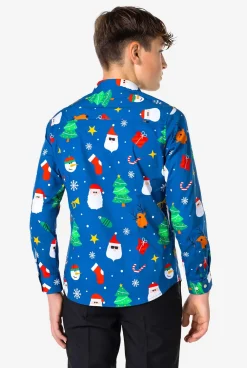 OppoSuits Casual Overhemden|Kerst Overhemden|Festivity Blue