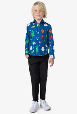OppoSuits Casual Overhemden|Kerst Overhemden|Festivity Blue