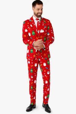 Heren OppoSuits Kerstpakken|Festivity Red