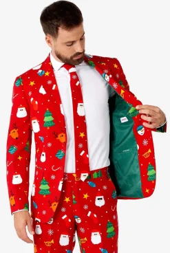 Heren OppoSuits Kerstpakken|Festivity Red