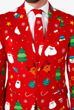 Heren OppoSuits Kerstpakken|Festivity Red