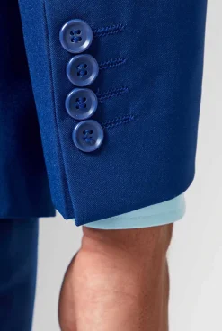 Heren OppoSuits Vrijgezellenfeest Pakken|Effen Gekleurde Pakken|Navy Royale - Flaminguy lining