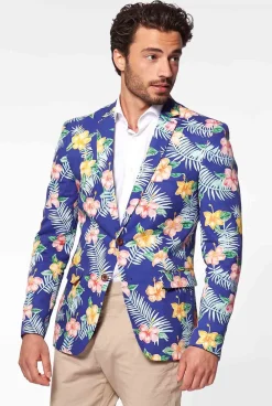 Heren OppoSuits Zomer Blazers|Tropical Flowers - Blue
