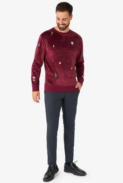 Heren OppoSuits Deluxe Sweaters|Kerst Sweaters|Velvet Red - Xmas Icons