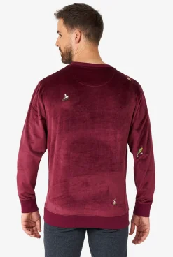 Heren OppoSuits Deluxe Sweaters|Kerst Sweaters|Velvet Red - Xmas Icons