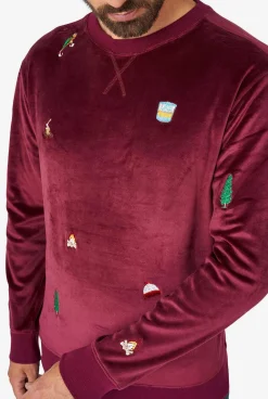 Heren OppoSuits Deluxe Sweaters|Kerst Sweaters|Velvet Red - Xmas Icons