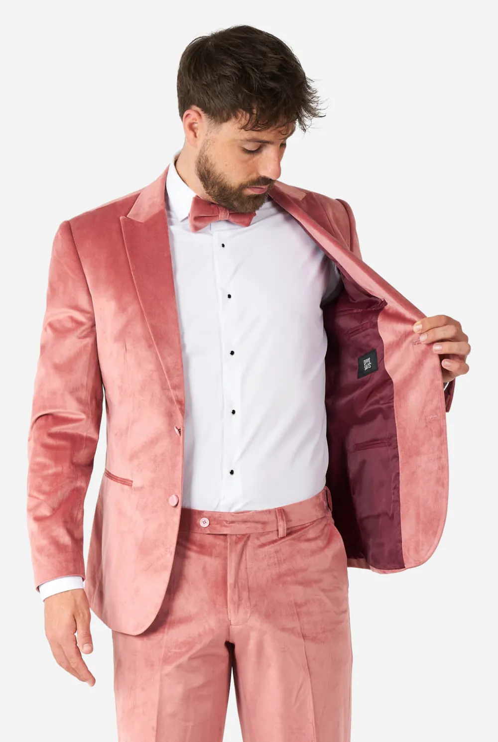 Heren OppoSuits Kerst Smokings|Vintage Pink Velvet