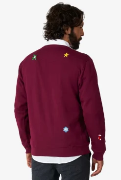 Heren OppoSuits Deluxe Sweaters|Kerst Sweaters|X-Mas Icons - Burgundy
