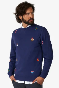 Heren OppoSuits Deluxe Sweaters|Kerst Sweaters|X-Mas Icons - Navy