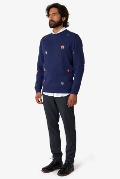 Heren OppoSuits Deluxe Sweaters|Kerst Sweaters|X-Mas Icons - Navy