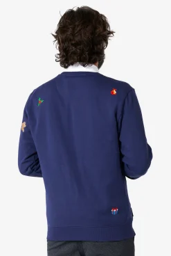 Heren OppoSuits Deluxe Sweaters|Kerst Sweaters|X-Mas Icons - Navy
