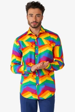 Heren OppoSuits Casual Overhemden|Zig Zag Rainbow