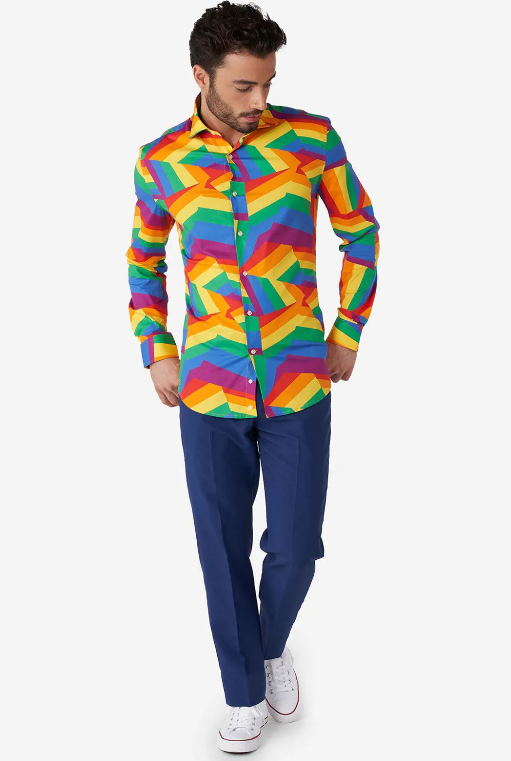 Heren OppoSuits Casual Overhemden|Zig Zag Rainbow